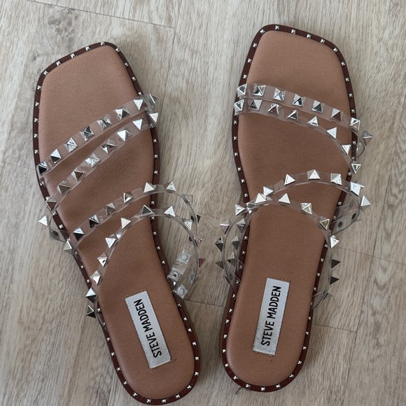 Studded Clear Sandals Steve Madden 8.5 - Picture 1 of 6
